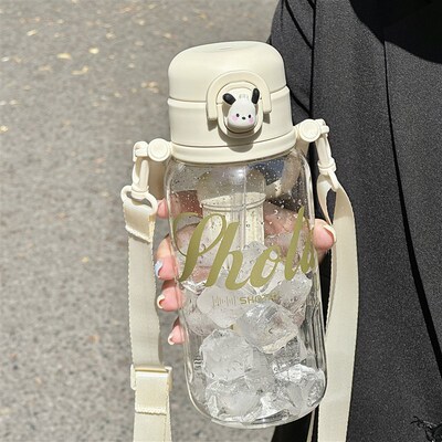 大容量吸管d水杯夏女2025新款tritan耐高温便携运动健身水壶1L学