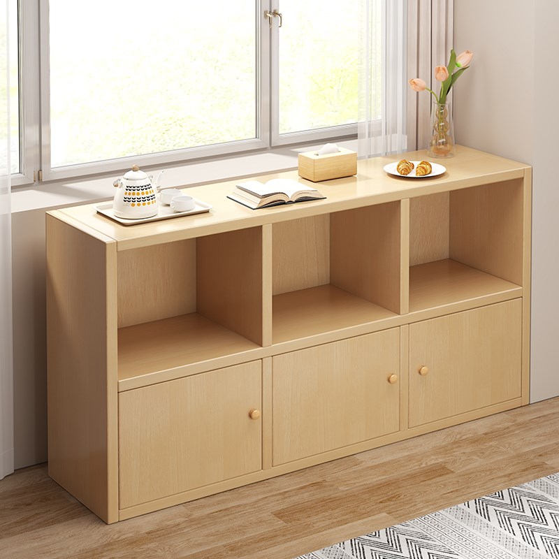 日系飘窗书架落h地置物柜实木靠墙矮书柜客厅收纳层架收纳柜简易