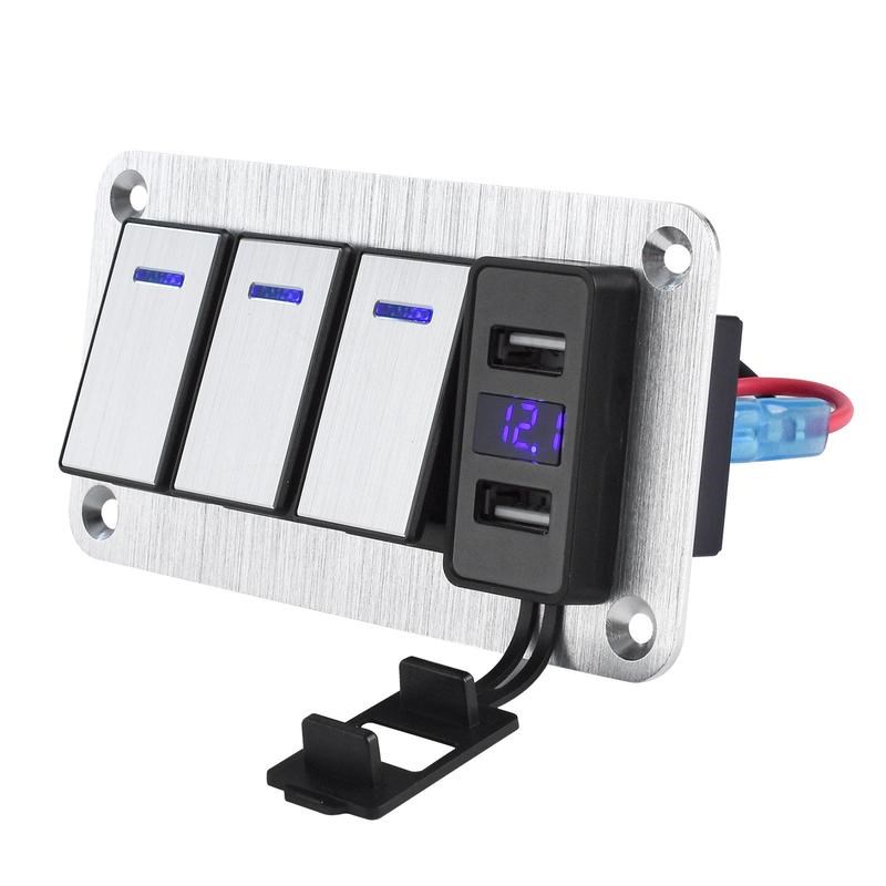 金属防水开关带按钮开关带灯船型开关车充控O制开关电源翘板开关