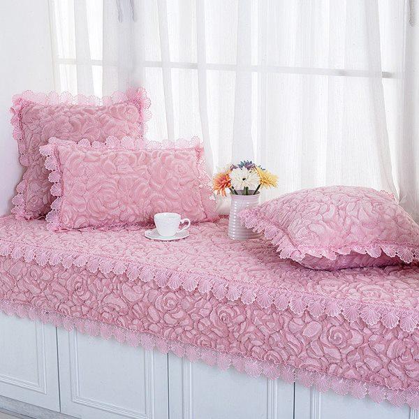 纯色粉毛绒飘窗垫窗台垫子公主欧式防滑飘窗毯定做阳台垫厚定做冬,居家布艺,飘窗垫,淘宝优惠券,粉丝福利购,淘宝优惠卷