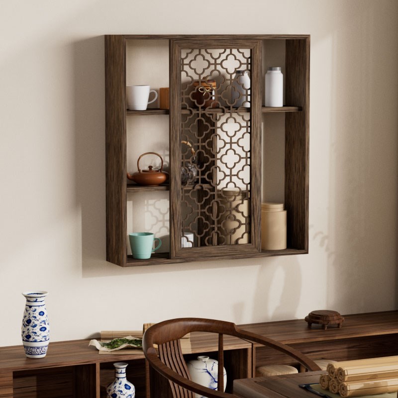 博古架实a木中式桌面茶室茶具收纳置物架茶杯架茶壶架挂墙展示架