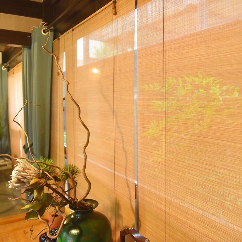 钉制竹帘卷帘窗帘门帘升降遮光遮阳G隔断阳台百叶通风帘子中式