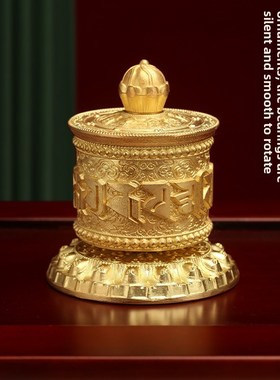 黄铜藏指捻d轮式捻筒车载家庭浮雕手工桶办公室装饰品无声