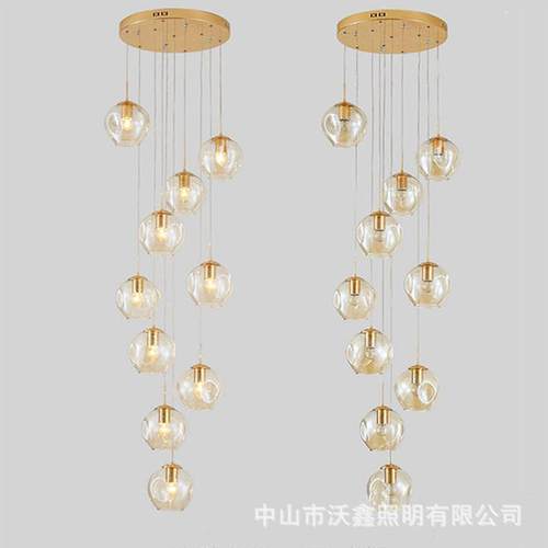 楼梯吊灯复式楼梯间长吊灯别墅酒店旋转现代简约创意loft小公寓灯