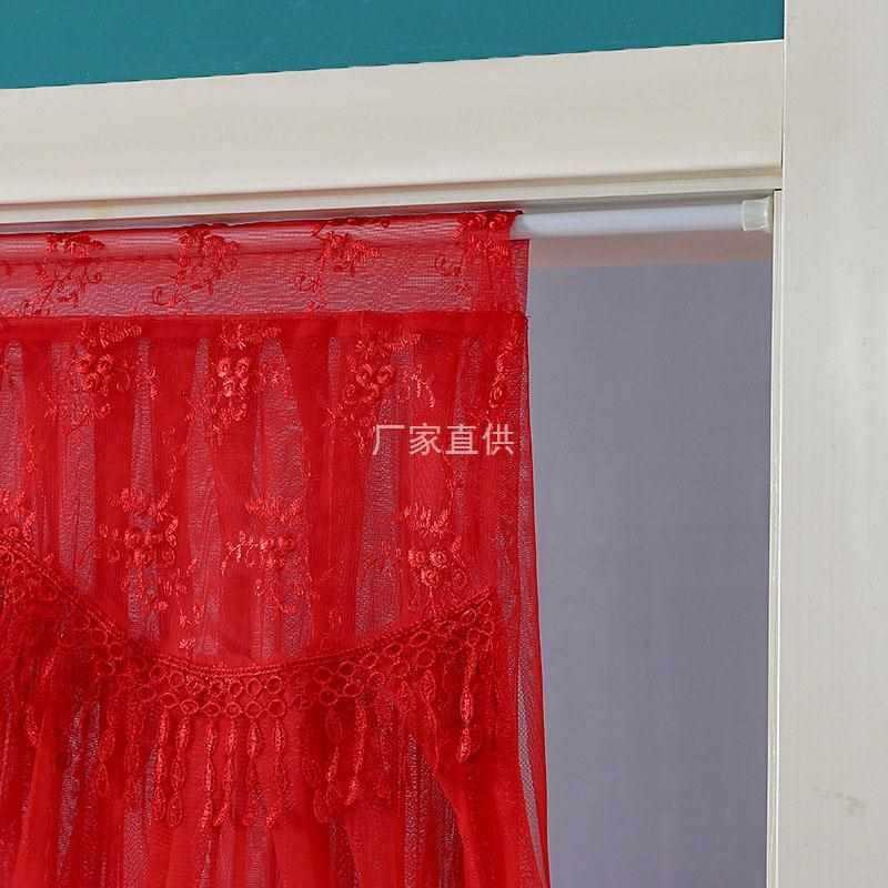 新款喜红色门帘结婚女方陪嫁半帘结婚房门卧室装饰布艺蕾丝免