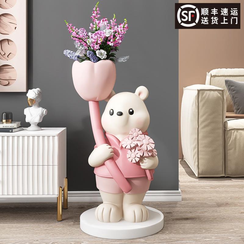 大型熊落地摆件家居饰品客厅电视柜沙发旁收纳玄关灯乔迁新居礼品