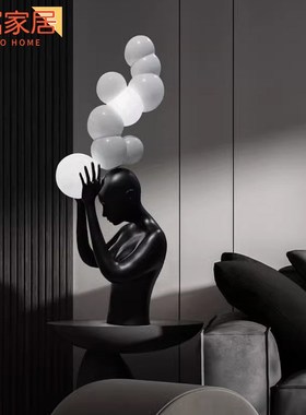 轻奢人物雕塑摆件马头装置艺术品售楼处酒店大Q堂橱窗落地装饰摆