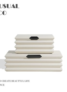 现代轻奢简约白色木质首饰盒样板间卧室衣帽间梳妆台X软装饰品摆