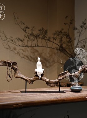 新中式禅意树脂摆件家居客厅茶室玄关民宿办公室酒店侘.寂风装饰