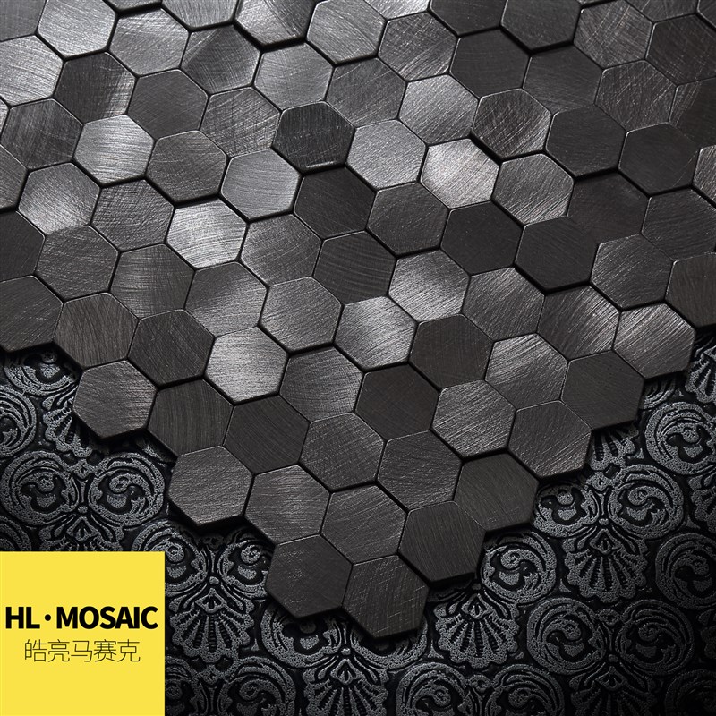 立体小六角自粘背胶金属马赛v克瓷砖墙贴客厅吧台卫生间墙面背景