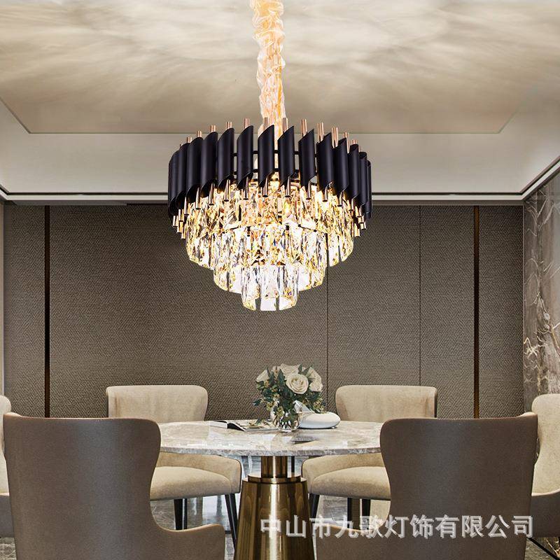 轻奢水晶吊灯现代简约餐厅客厅灯具别墅后现代卧室楼梯间网红灯具