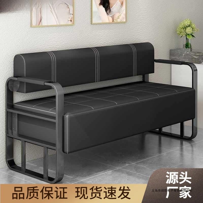 网红理发店沙发等候椅店铺用美甲美发工作室休息区轻奢不锈钢沙发