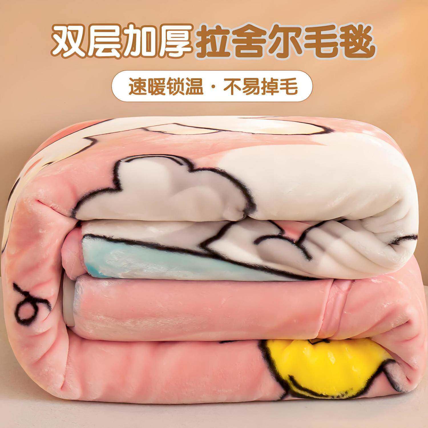 拉舍尔毛毯冬季双层加厚保暖珊瑚法兰绒毯子学生宿舍盖毯床单被子