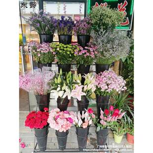 花店花架鲜花展示架货架多层阶梯可移动带轮养花醒花桶架花艺架子