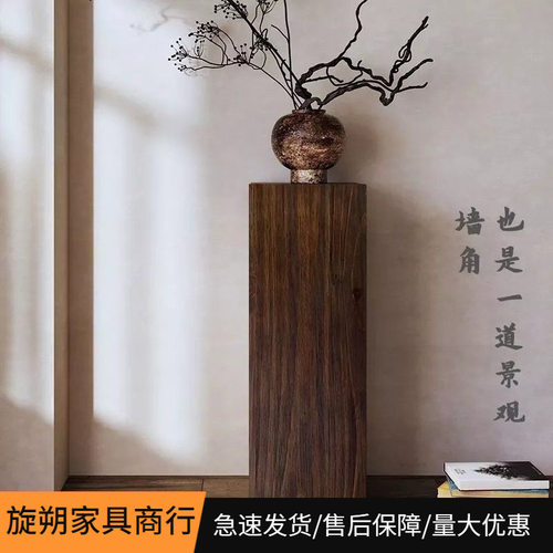 复古实木方形木墩子花架客厅玄关落地摆件民宿木桩墩子展示架其他