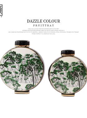 现代新中式软装饰品风景瓶罐样板房客厅茶几玄关柜子陶瓷摆件