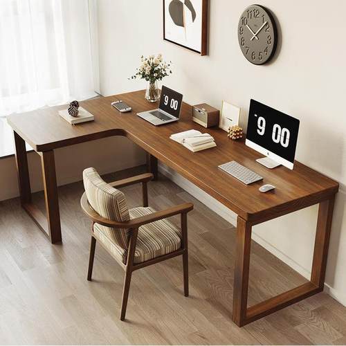 现代简约实木转角书桌家用拐角办公电脑学生卧室学习写字作业L桌