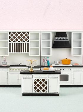 dollhouse娃娃屋配件现代厨房柜子三件套迷你厨房过家家微缩家具