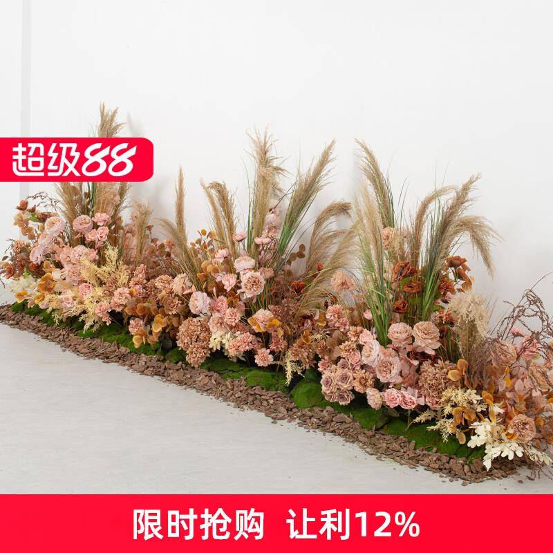 室内绿植造景秋系橱窗花艺造景摆件玄关过道植物软装芦苇仿真花