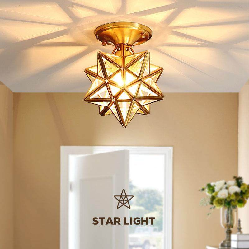 全铜阳台灯星星灯吸顶玻璃过道灯入户走廊网红创意玄关衣帽间灯具,家装灯饰光源,智能吊灯,淘宝优惠券,粉丝福利购,淘宝优惠卷