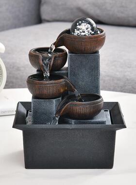 小型流水喷泉客厅招财风水轮桌面循环水装饰办公室生财风水球摆件