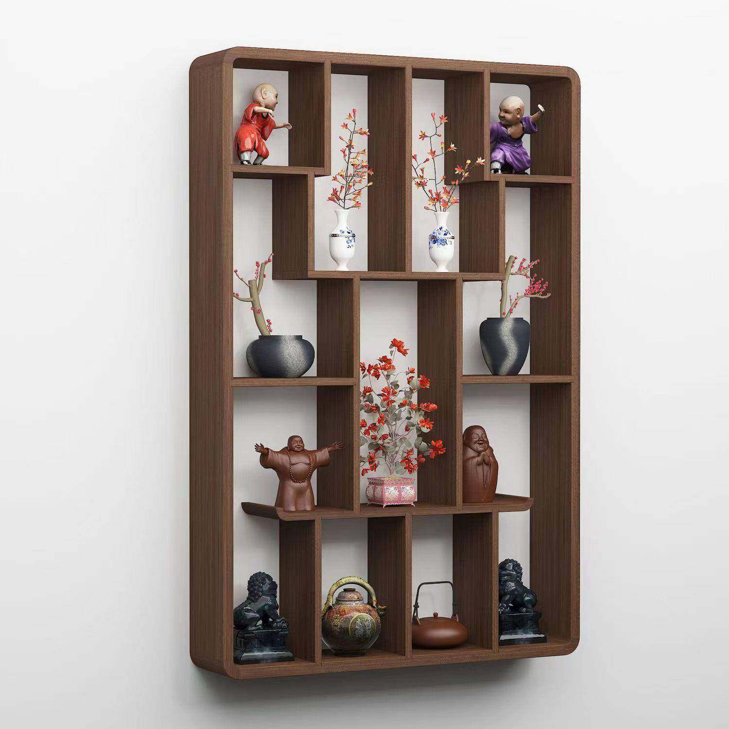 新中式实木博古架壁挂多宝阁客厅墙上置物架简约现代展示架茶架,基础建材,脚轮/万向轮,淘宝优惠券,粉丝福利购,淘宝优惠卷