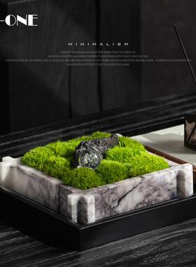 现代极简大理石苔藓摆件客厅餐厅桌面花器盆栽软装饰品摆设