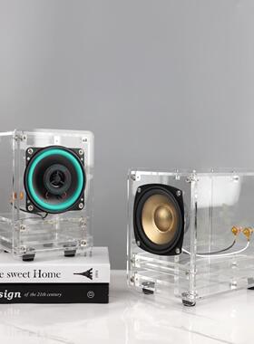 现代简约透明全音频亚克力音响电脑音箱摆件客厅卧室书房家居饰品