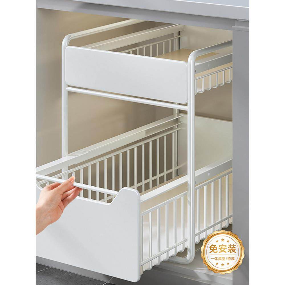 厨房下水槽置物架多功能抽拉式双层收纳架调料碗碟橱柜拉篮分层架,厨房/烹饪用具,抹布架/厨房清洁收纳架,淘宝优惠券,粉丝福利购,淘宝优惠卷