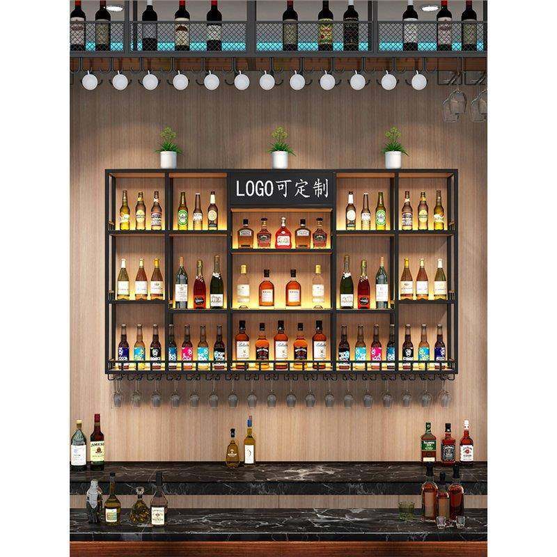 酒庄店挂墙红酒架子简约吧台壁挂酒柜展示柜铁艺发光酒架置物架,餐饮具,酒架,淘宝优惠券,粉丝福利购,淘宝优惠卷