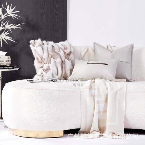 高级灰色系抱枕客厅沙发抱枕被样板房装饰搭配盖毯酒店床品