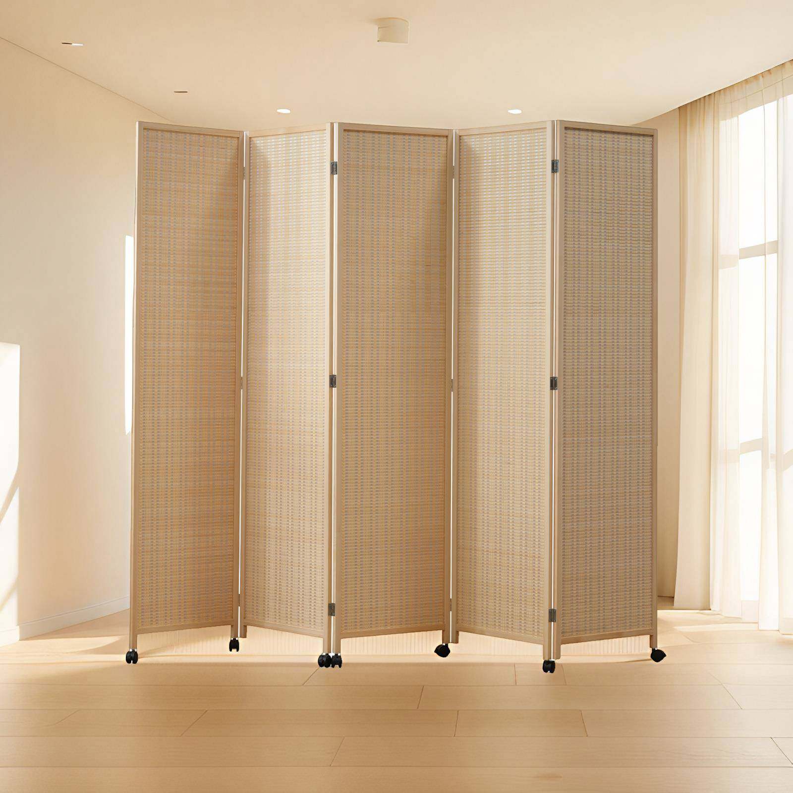 中式竹子屏风隔断客厅遮挡竹编实木可折叠推拉卧室宿舍棋牌办公室