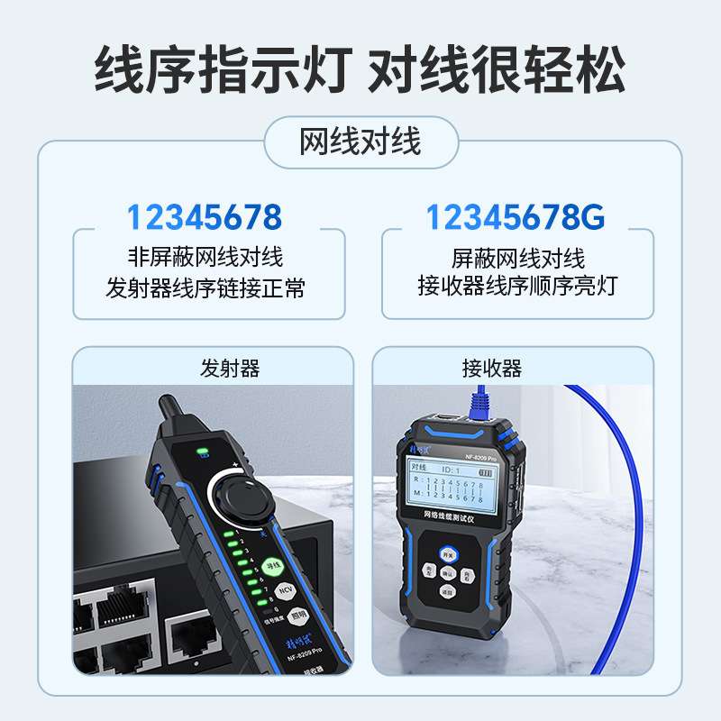 精明鼠NF-8209Pro网络寻线仪寻对一体仪poe寻线器网线测线仪