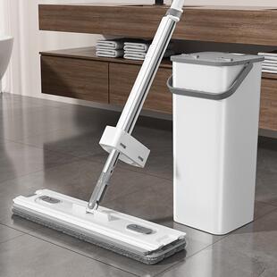 五月花平板拖把40CM共2块布带清洁桶免手洗干湿两用防飞溅