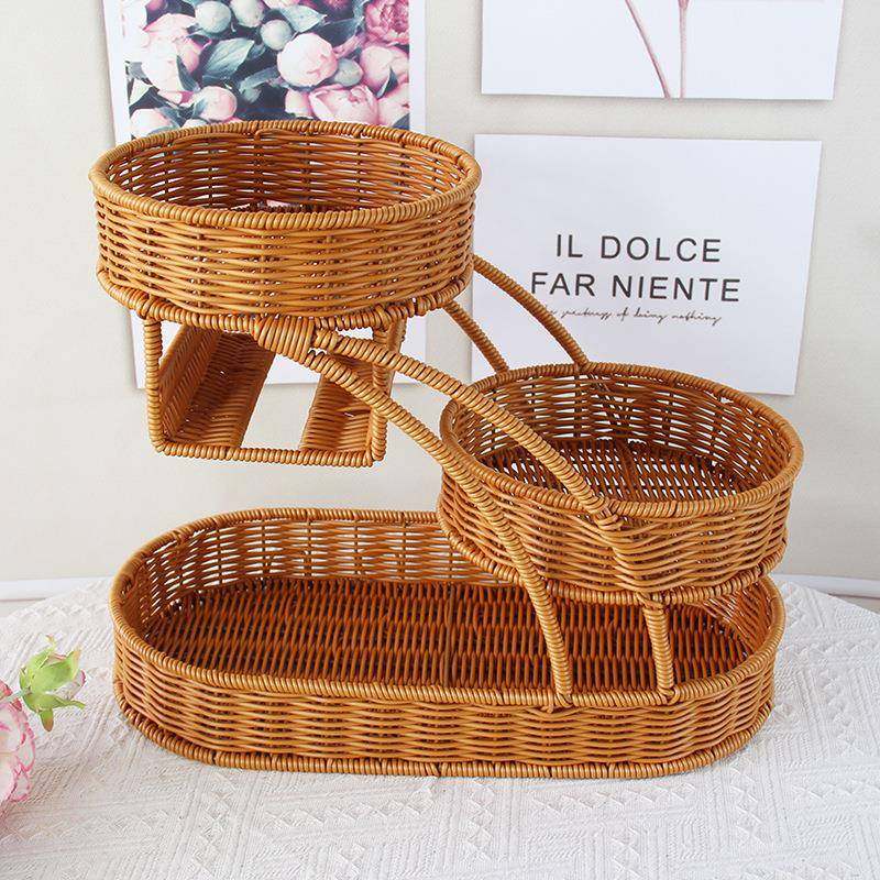 造型中国风手工编织果篮点心糖果干果篮托盘多层仿藤编织篮,3C数码配件,其它配件,淘宝优惠券,粉丝福利购,淘宝优惠卷