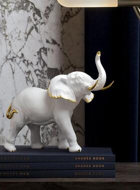 轻奢现代创意大象摆件办公室桌面装饰品家居客厅电视柜树脂工艺品