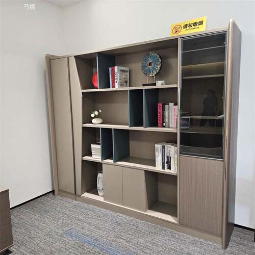 办公室边柜地柜储物柜矮柜文件柜隔断展示柜带灯到顶柜整墙书柜子