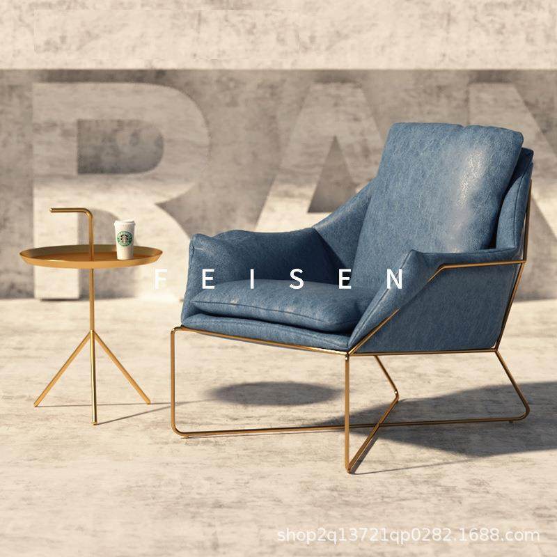 轻奢沙发家用客厅阳台休闲躺椅办公洽谈皮沙发北欧皮艺单人沙发椅,住宅家具,皮布沙发,淘宝优惠券,粉丝福利购,淘宝优惠卷