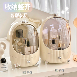 化妆品收纳箱轻奢高级感带盖透明化妆箱桌面收纳盒梳妆台防尘盒子