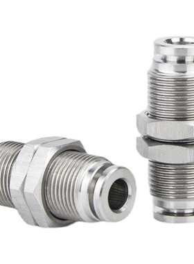 气动气管接头304不锈钢隔板直通穿板PM06/8/10快插快速耐高压高温