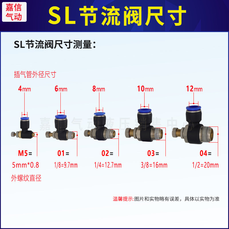 气动气管接头气缸调速阀SL8-02可调 节流阀SL6-M5 SL4-01 SL10-03