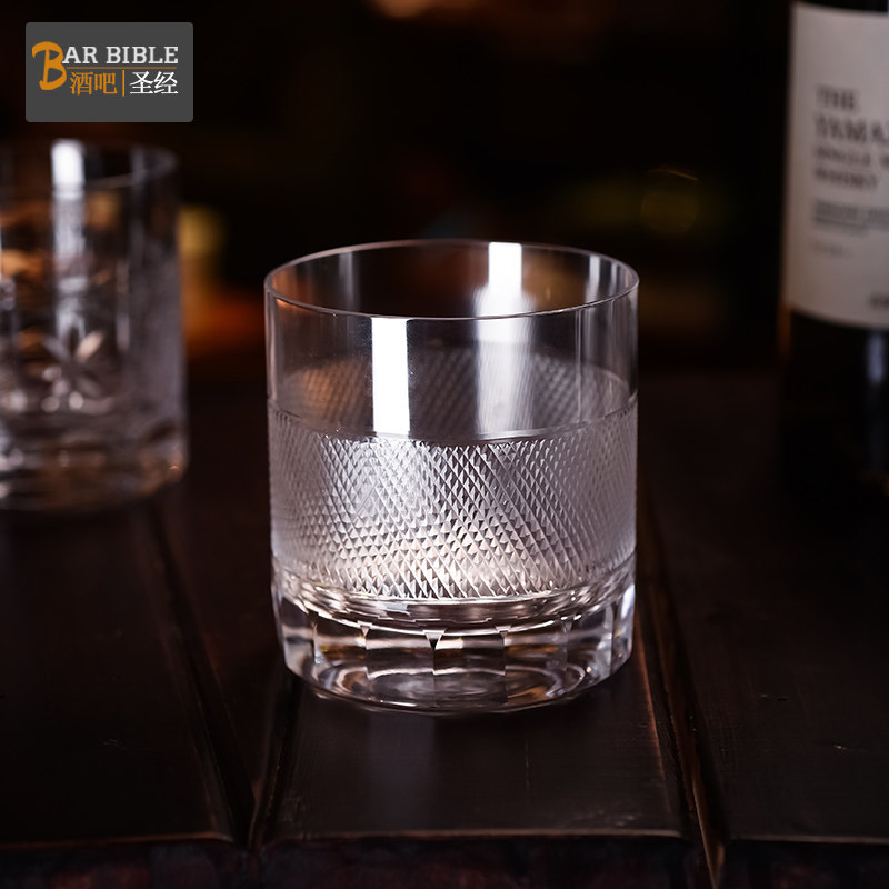 酒吧调酒进口刻花威士忌杯ROCK杯烈酒杯古典鸡尾酒杯圆形冰球威杯