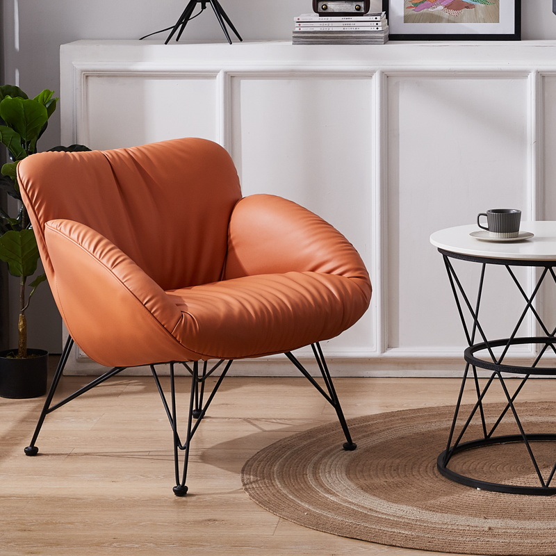 北欧单人沙发小户型轻奢皮革卧室阳台客厅懒人休闲沙发桌椅组合