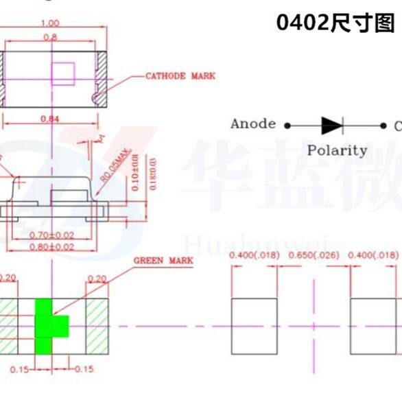 SMD贴片LED发光二极管 0402/1005 1.8V-2.2V黄灯光Yellow电流20MA