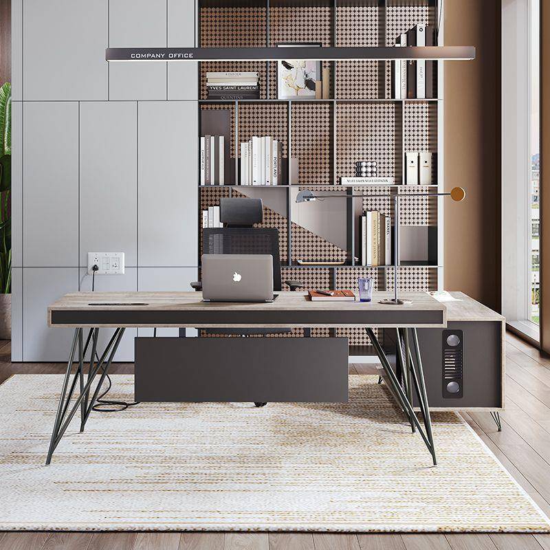 老板桌简约现代总裁桌单人办公室家具主管大班台经理办公桌椅实木