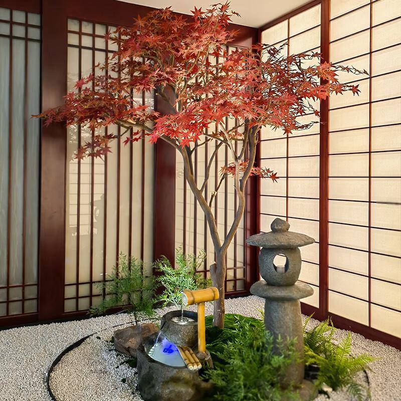 仿真红枫树日式枯山水造景大型鸡爪槭室内玄关橱窗景观装饰枫