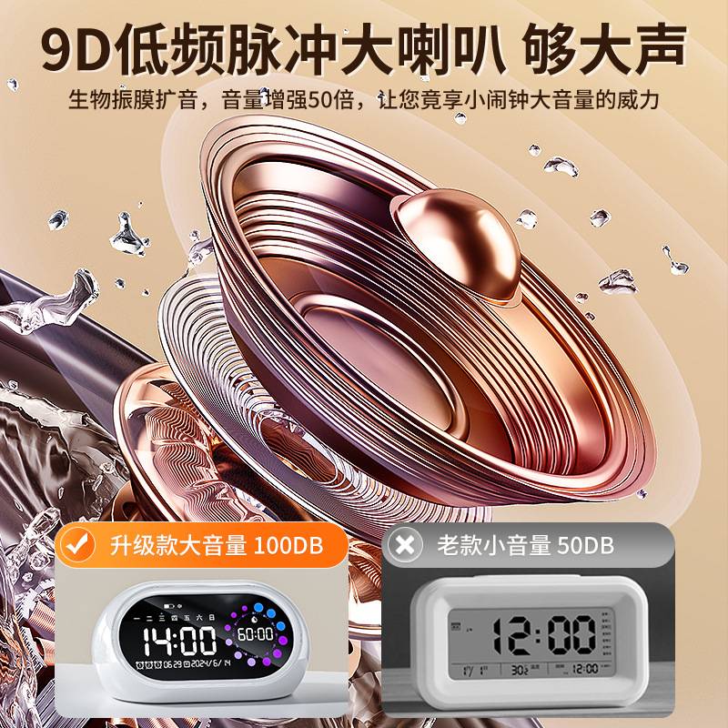 ?新款智能闹钟可充电学生计时器大音量定时提醒时间管理器usb闹