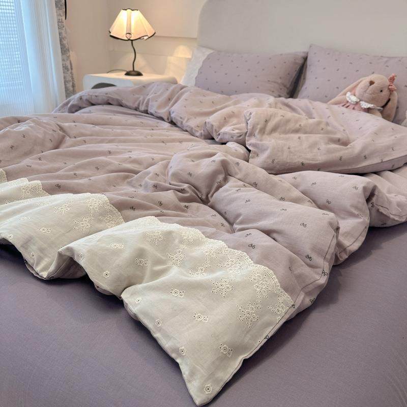 A类母婴公主蕾丝花边四件套2025新款床上用品被套床单三件套宿舍,床上用品,床品套件/四件套/多件套,淘宝优惠券,粉丝福利购,淘宝优惠卷