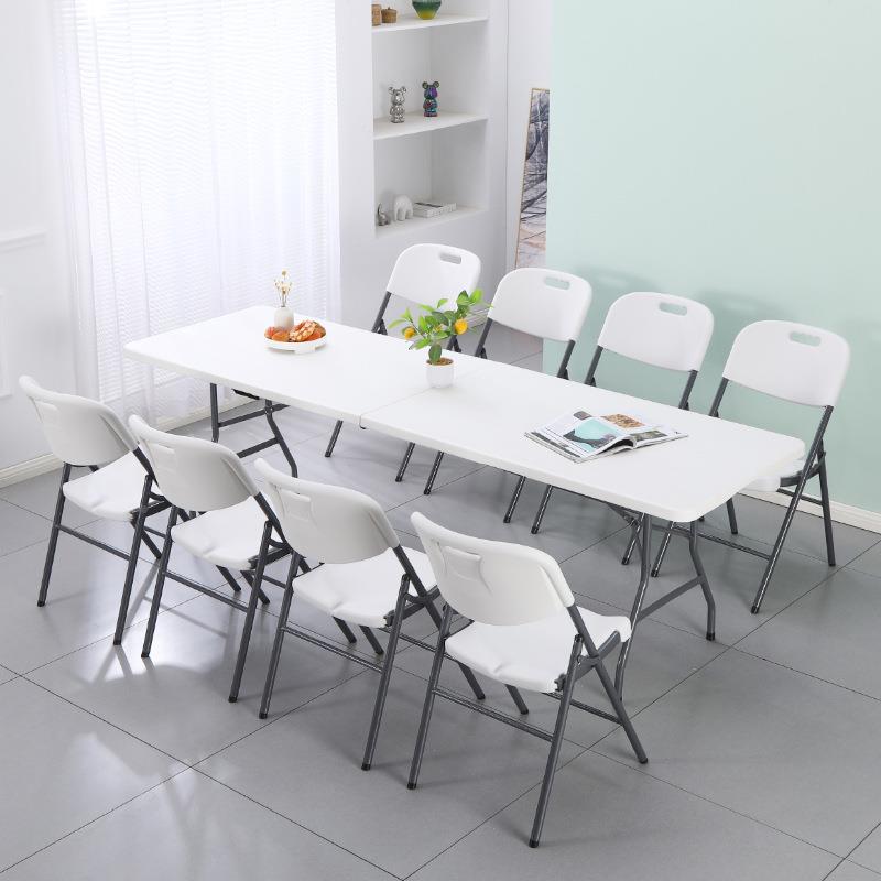 18米吹塑长到方形餐桌现折Z180叠桌便携式代.简约会议桌酒店签桌