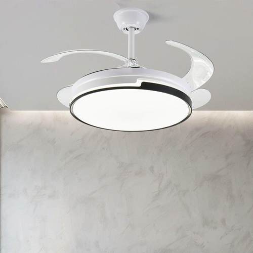隐形静音风扇灯简约现代吸顶餐厅一体吊扇灯客厅卧室智能风扇灯